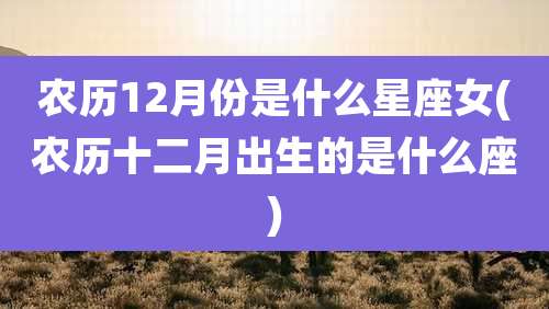 农历12月份是什么星座女(农历十二月出生的是什么座)