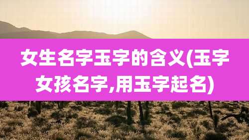 女生名字玉字的含义(玉字女孩名字,用玉字起名)