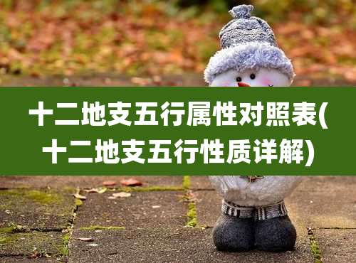 十二地支五行属性对照表(十二地支五行性质详解)