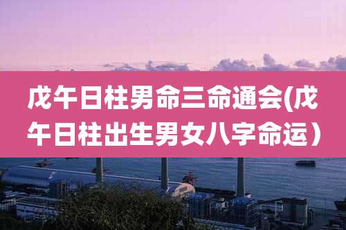 戊午日柱男命三命通会(戊午日柱出生男女八字命运)