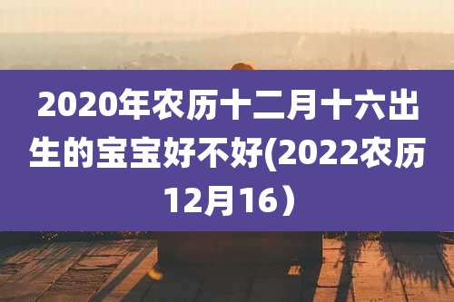 2020年农历十二月十六出生的宝宝好不好(2022农历12月16)