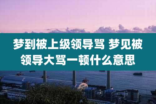 梦到被上级领导骂 梦见被领导大骂一顿什么意思