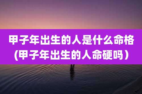 甲子年出生的人是什么命格(甲子年出生的人命硬吗）