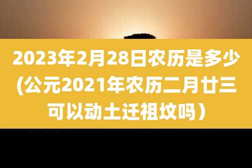 2023年2月28日农历是多少(公元2021年农历二月廿三可以动土迁祖坟吗)