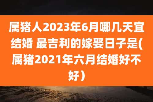 属猪人2023年6月哪几天宜结婚 最吉利的嫁娶日子是(属猪2021年六月结婚好不好)