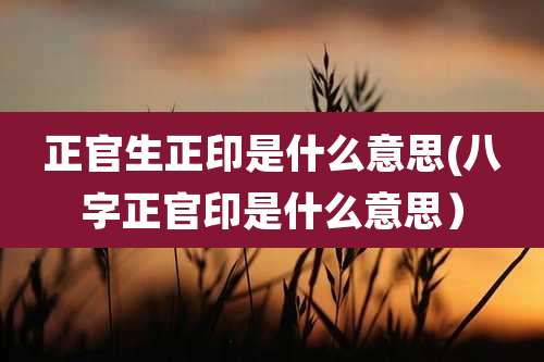 正官生正印是什么意思(八字正官印是什么意思)