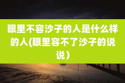 眼里不容沙子的人是什么样的人(眼里容不了沙子的说说)