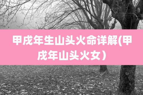 甲戌年生山头火命详解(甲戌年山头火女)