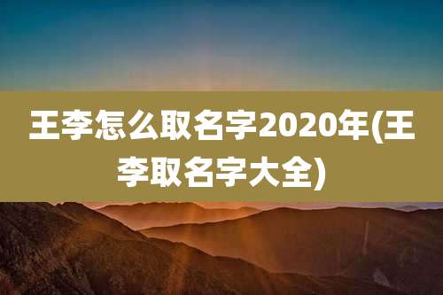 王李怎么取名字2020年(王李取名字大全)