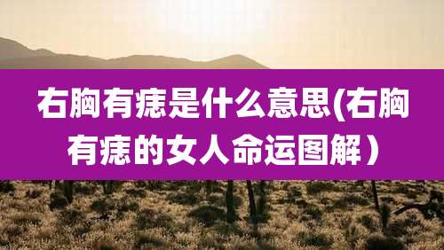 右胸有痣是什么意思(右胸有痣的女人命运图解）