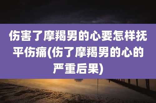 伤害了摩羯男的心要怎样抚平伤痛(伤了摩羯男的心的严重后果)