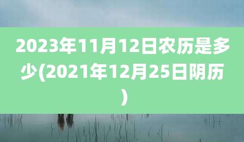 2023年11月12日农历是多少(2021年12月25日阴历)