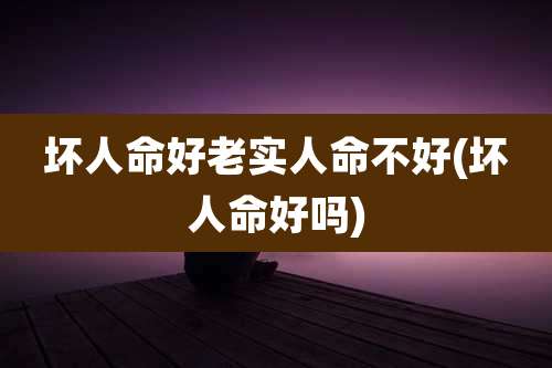 坏人命好老实人命不好(坏人命好吗)
