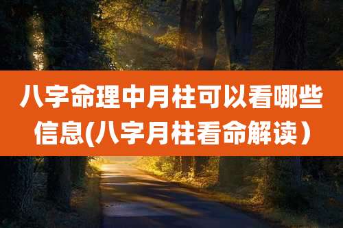 八字命理中月柱可以看哪些信息(八字月柱看命解读）