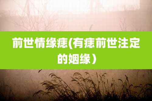 前世情缘痣(有痣前世注定的姻缘)