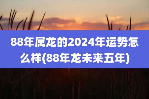 88年属龙的2024年运势怎么样(88年龙未来五年)