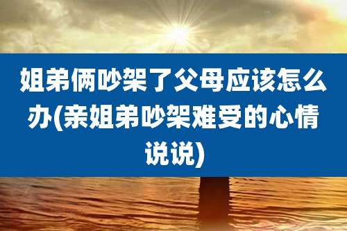 姐弟俩吵架了父母应该怎么办(亲姐弟吵架难受的心情说说)