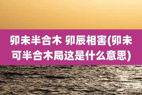 卯未半合木 卯辰相害(卯未可半合木局这是什么意思)
