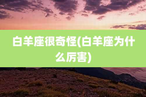 白羊座很奇怪(白羊座为什么厉害)