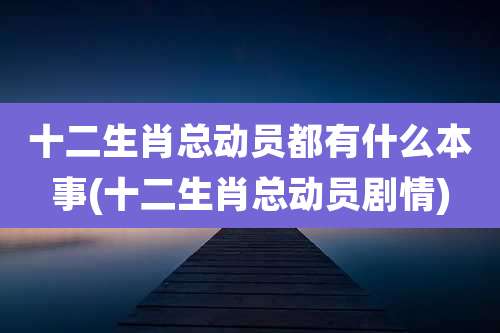 十二生肖总动员都有什么本事(十二生肖总动员剧情)