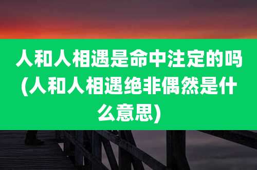 人和人相遇是命中注定的吗(人和人相遇绝非偶然是什么意思)