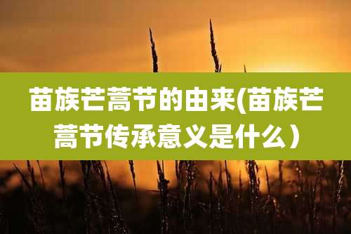 苗族芒蒿节的由来(苗族芒蒿节传承意义是什么)