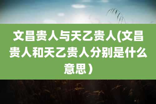 文昌贵人与天乙贵人(文昌贵人和天乙贵人分别是什么意思）