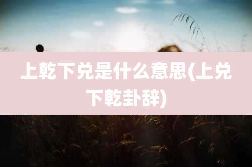 上乾下兑是什么意思(上兑下乾卦辞)