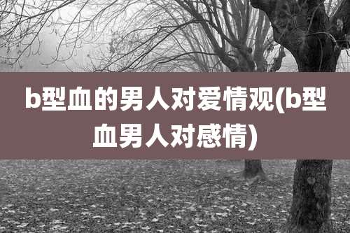 b型血的男人对爱情观(b型血男人对感情)