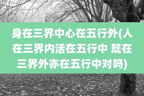 身在三界中心在五行外(人在三界内活在五行中 既在三界外亦在五行中对吗)