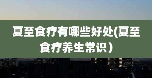 夏至食疗有哪些好处(夏至食疗养生常识）