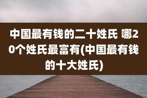 中国最有钱的二十姓氏 哪20个姓氏最富有(中国最有钱的十大姓氏)