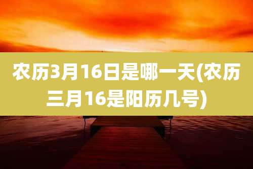 农历3月16日是哪一天(农历三月16是阳历几号)
