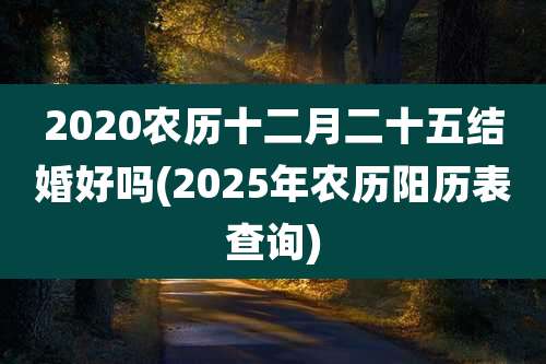2020农历十二月二十五结婚好吗(2025年农历阳历表查询)