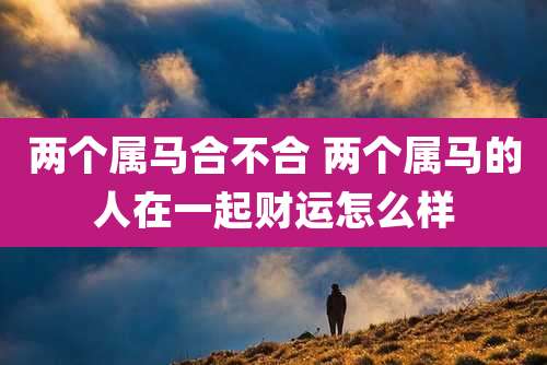 两个属马合不合 两个属马的人在一起财运怎么样