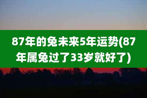 87年的兔未来5年运势(87年属兔过了33岁就好了)