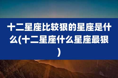 十二星座比较狠的星座是什么(十二星座什么星座最狠)