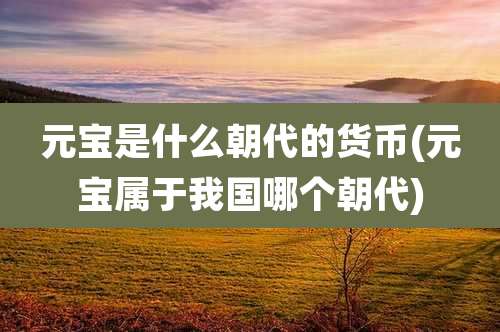 元宝是什么朝代的货币(元宝属于我国哪个朝代)