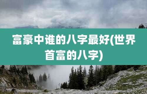 富豪中谁的八字最好(世界首富的八字)