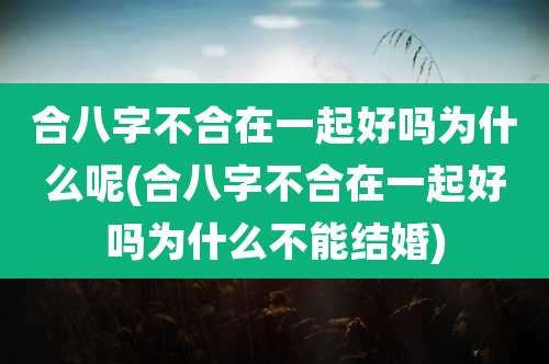 合八字不合在一起好吗为什么呢(合八字不合在一起好吗为什么不能结婚)