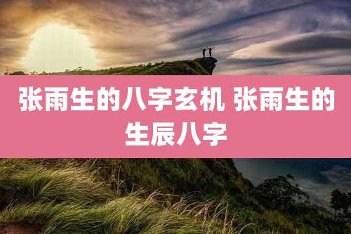 张雨生的八字玄机 张雨生的生辰八字