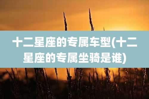 十二星座的专属车型(十二星座的专属坐骑是谁)