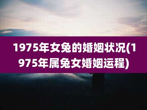 1975年女兔的婚姻状况(1975年属兔女婚姻运程)