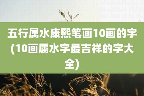 五行属水康熙笔画10画的字(10画属水字最吉祥的字大全)