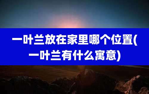 一叶兰放在家里哪个位置(一叶兰有什么寓意)