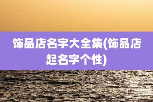 饰品店名字大全集(饰品店起名字个性)