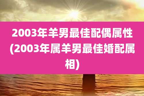 2003年羊男最佳配偶属性(2003年属羊男最佳婚配属相)