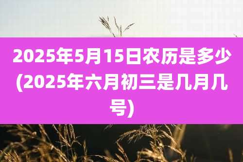 2025年5月15日农历是多少(2025年六月初三是几月几号)