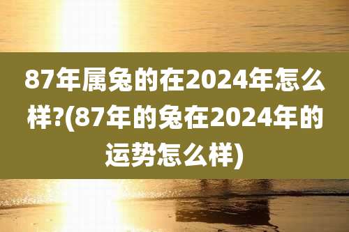87年属兔的在2024年怎么样?(87年的兔在2024年的运势怎么样)