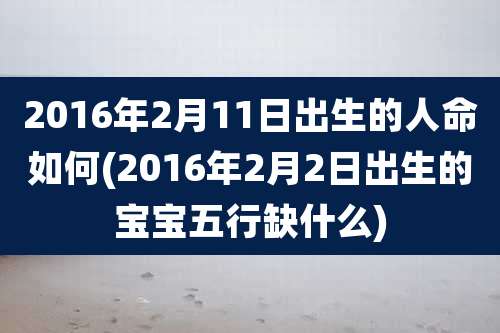 2016年2月11日出生的人命如何(2016年2月2日出生的宝宝五行缺什么)